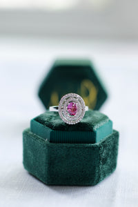 Pink Sapphire Halo Ring