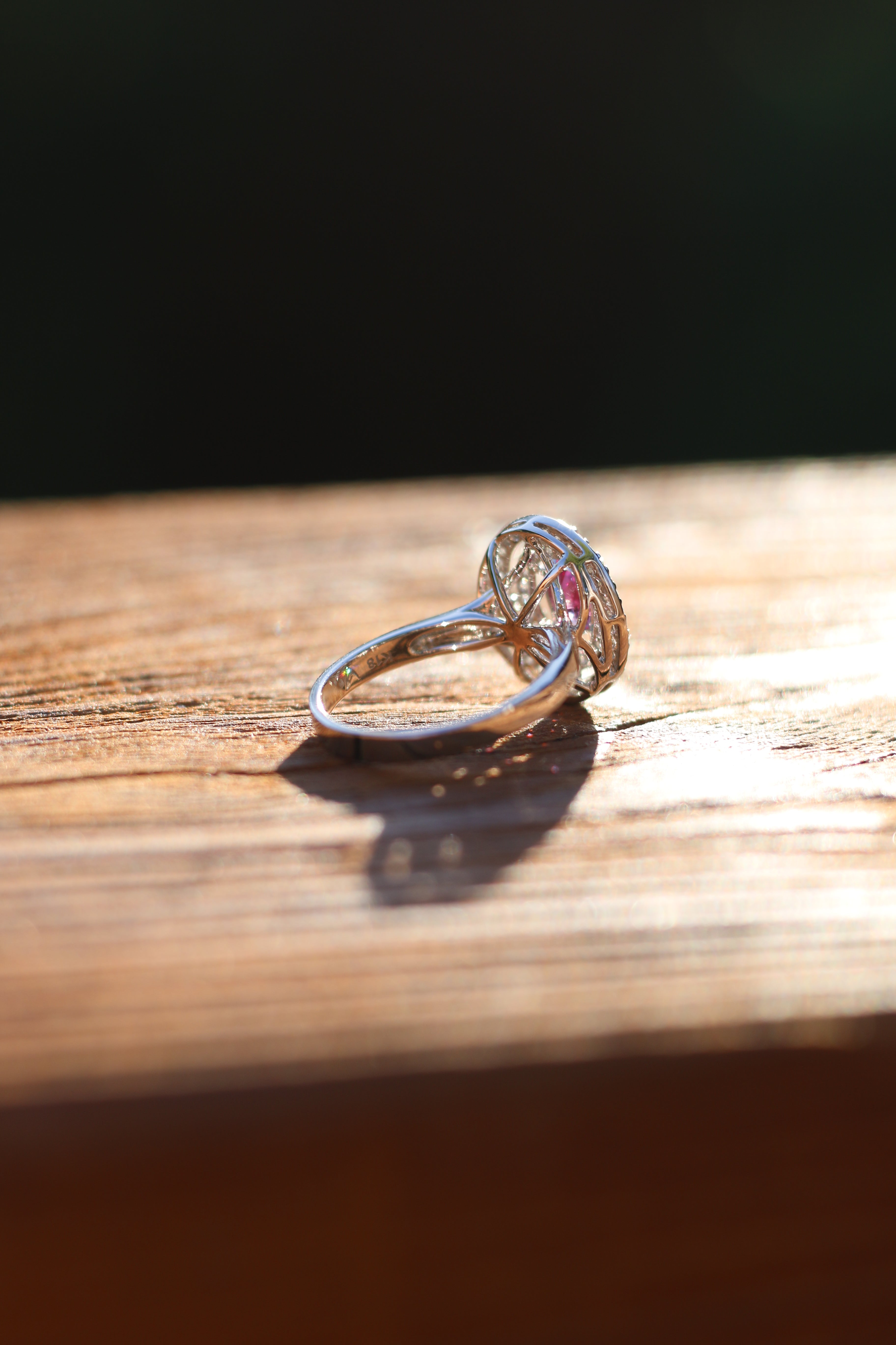 Pink Sapphire Halo Ring