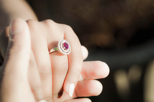 Pink Sapphire Halo Ring